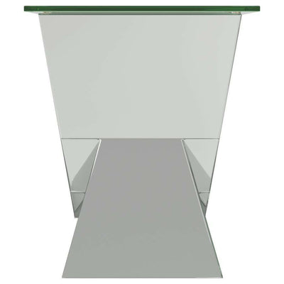 Taffeta - V-Shaped End Table With Glass Top - Silver.