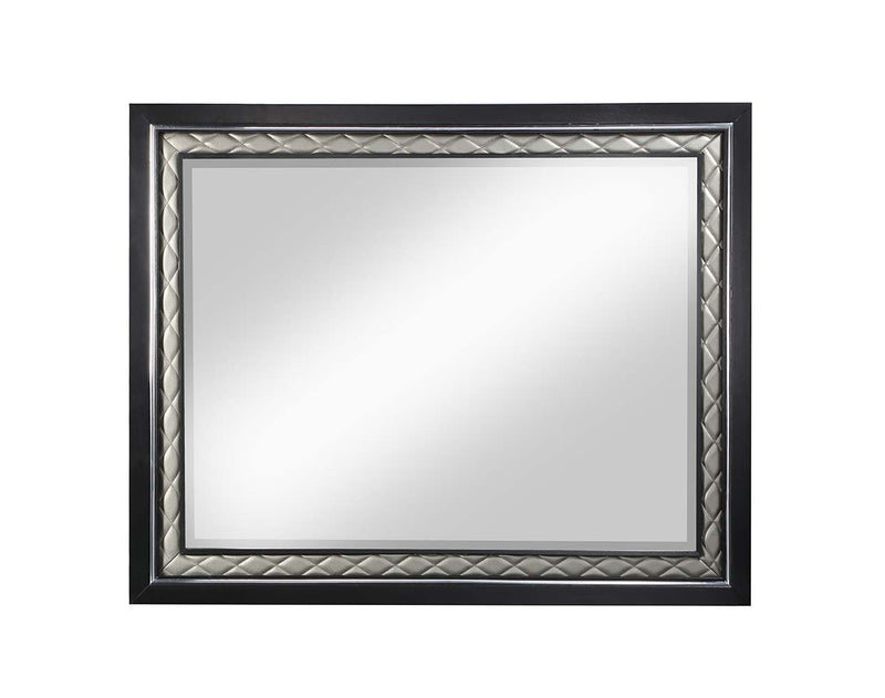 Nicola - Mirror - Silver PU & Black Finish - Grand Furniture GA