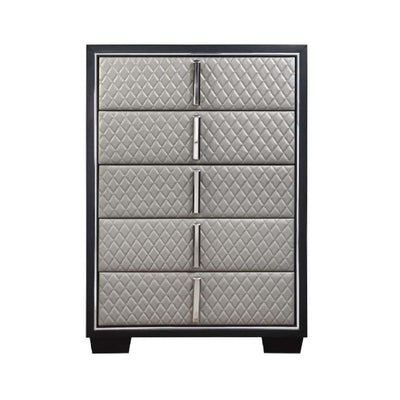 Nicola - Chest - Silver PU & Black Finish - Grand Furniture GA