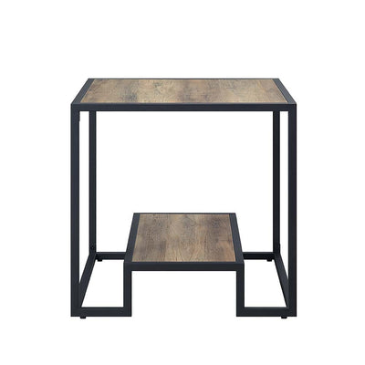 Idella - End Table - Rustic Oak & Black Finish - Grand Furniture GA