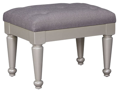 Coralayne - Silver - Upholstered Stool.