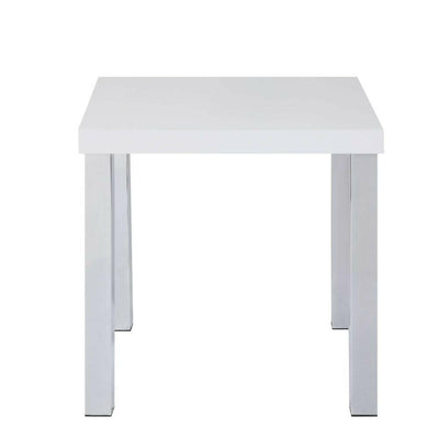 Harta - End Table - White High Gloss & Chrome - Grand Furniture GA