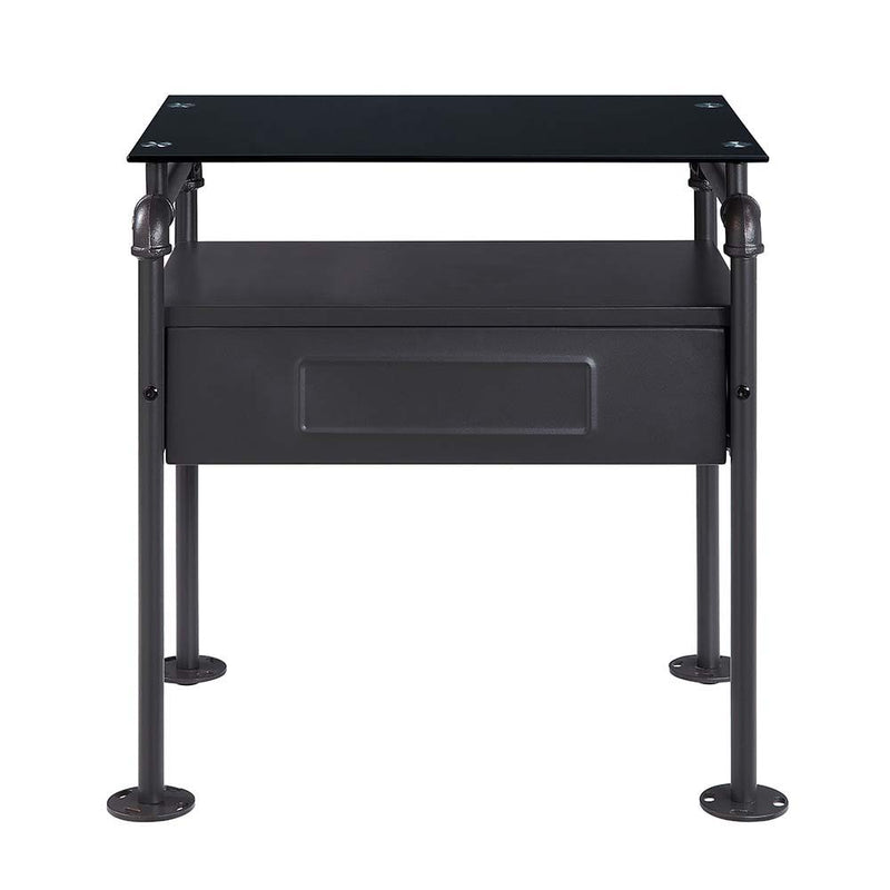 Nicipolis - Nightstand - Glass & Sandy Gray - Grand Furniture GA