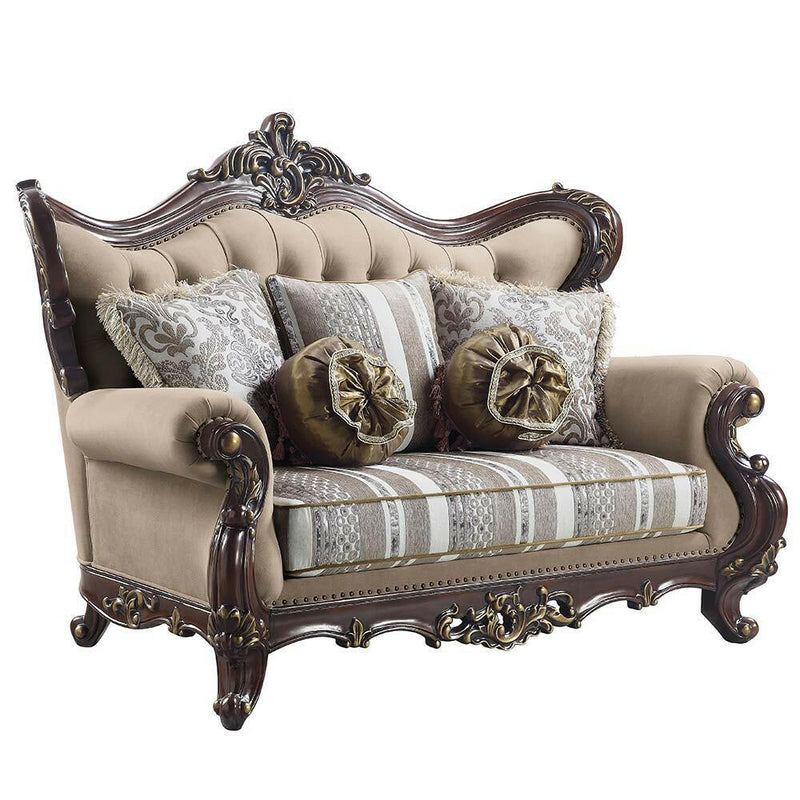 Ragnar - Loveseat - Light Brown Linen & Cherry Finish - Grand Furniture GA