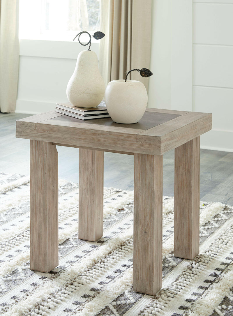 Hennington - Light Brown - Rectangular End Table.