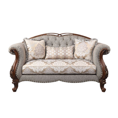 Miyeon - Loveseat - Fabric & Cherry - Grand Furniture GA