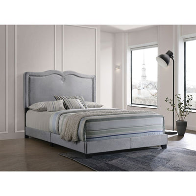 Reuben - Queen Bed - Gray Velvet - Grand Furniture GA