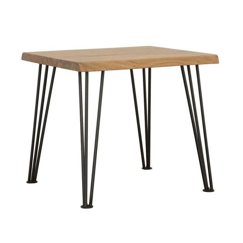 Zander - End Table With Hairpin Leg - Natural and Matte Black.