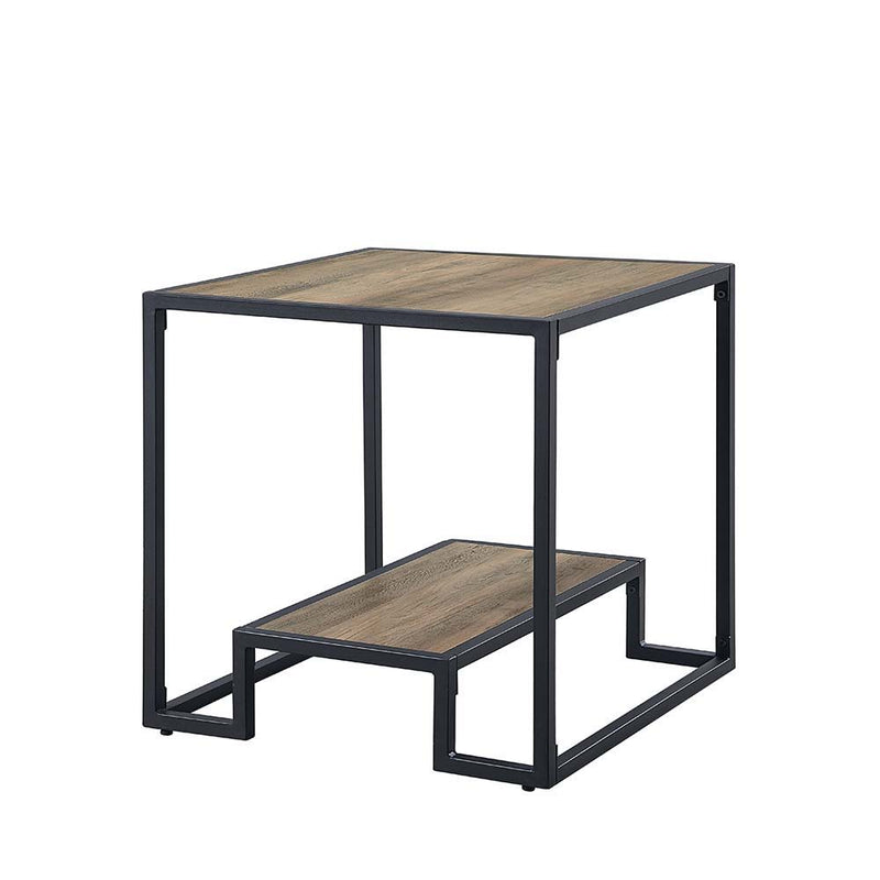 Idella - End Table - Rustic Oak & Black Finish - Grand Furniture GA