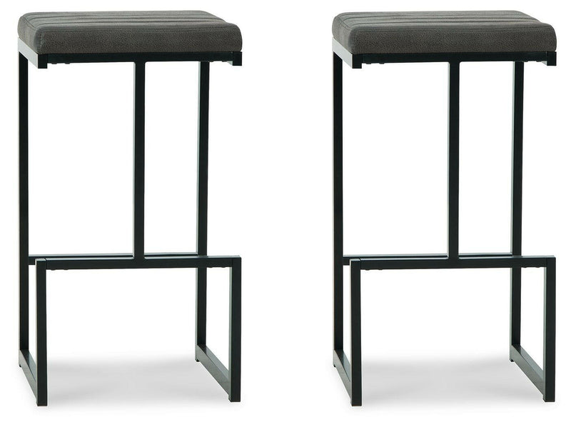 Strumford - Gray / Black - Tall Uph Barstool (Set of 2).