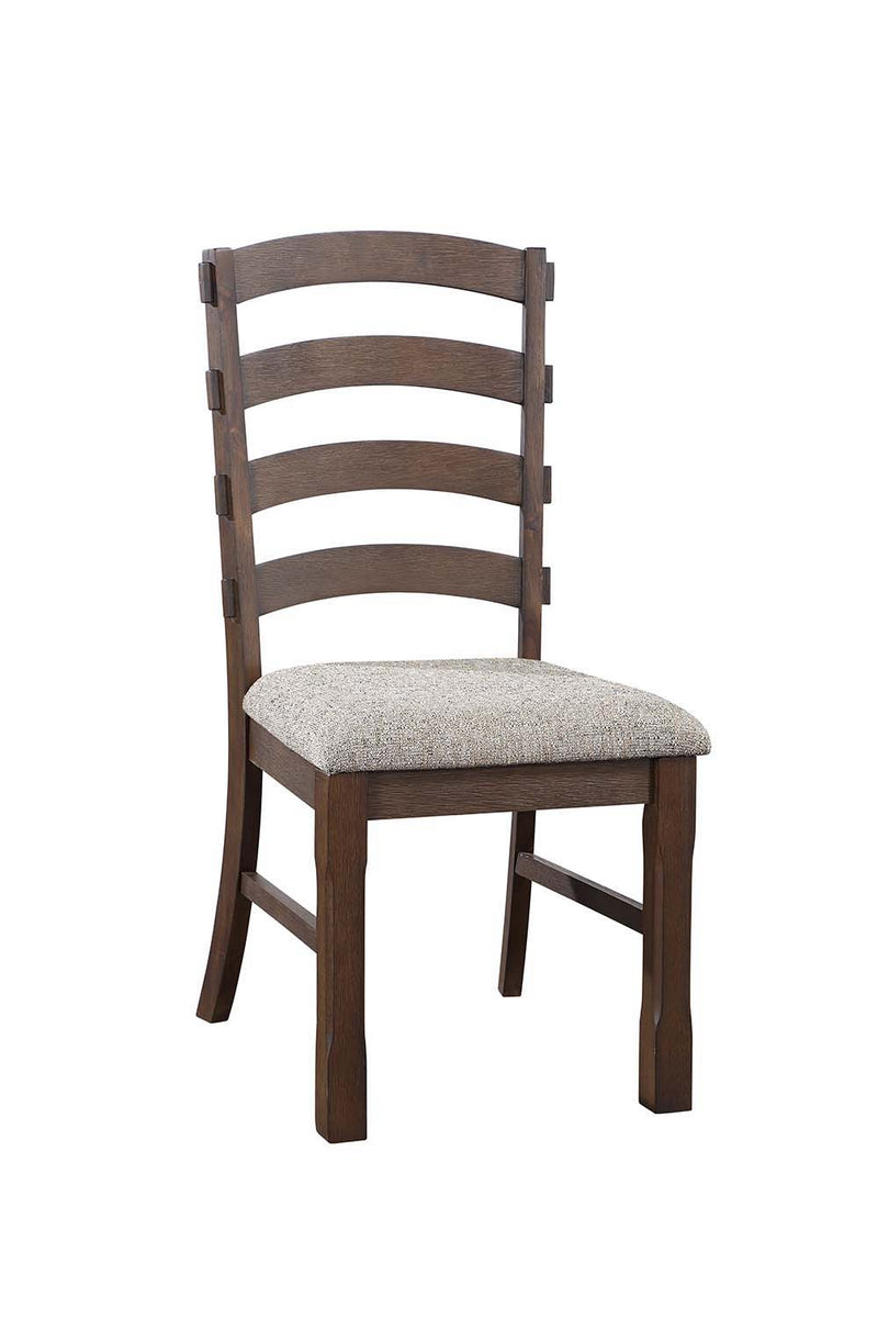 Pascaline - Side Chair (Set of 2) - Gray Fabric, Rustic Brown & Oak Finish - Grand Furniture GA