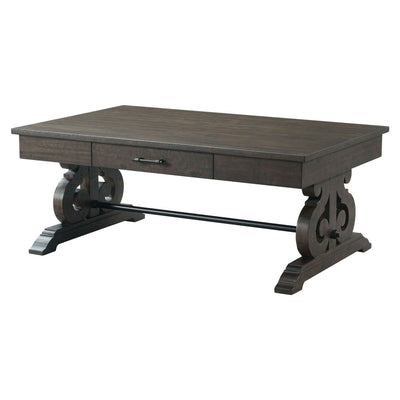 Stone - Coffee Table With Pu Base - Dark Walnut - Coffee Tables - Grand Furniture GA