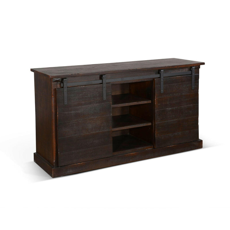 TV Console With Barn Door - Charred Oak.