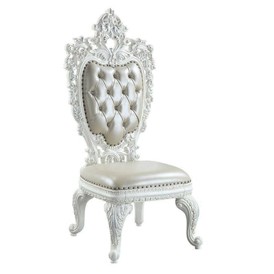 Vanaheim - Side Chair (Set of 2) - Beige PU & Antique White Finish - Grand Furniture GA