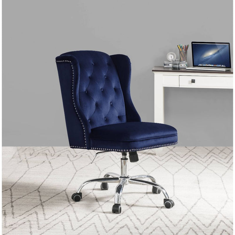 Jamesia - Office Chair - Midnight Blue Velvet - Grand Furniture GA