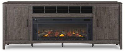 Montillan - Grayish Brown - 84" TV Stand With Electric Fireplace