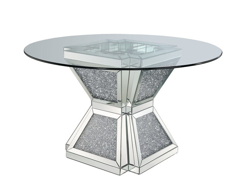 Noralie - Dining Table - Clear Glass, Mirrored & Faux Diamonds - 31" - Grand Furniture GA