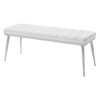 Weizor - Bench - White PU & Chrome - Grand Furniture GA