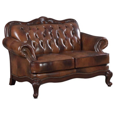 Victoria - Tufted Back Loveseat - Tri-Tone and Brown.