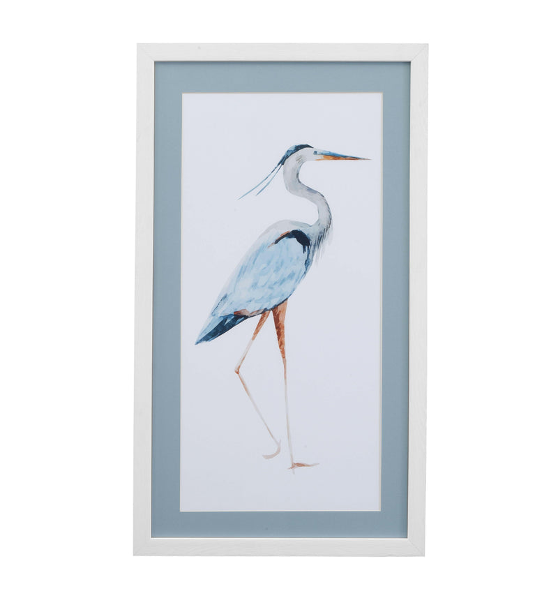 Heron I - Framed Print - White.