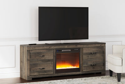 Trinell - Brown - 72" TV Stand With Fireplace Insert Glass/Stone.
