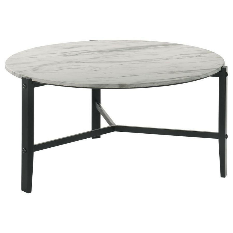 Tandi - Round Coffee Table Faux Marble - White and Black.