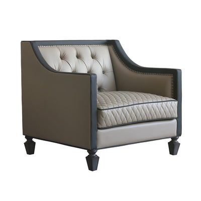 House - Beatrice Chair - Tan PU, Black PU & Charcoal Finish - Grand Furniture GA