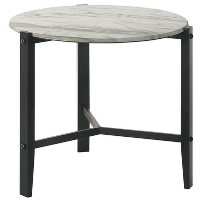 Tandi - Round End Table Faux Marble - White and Black.