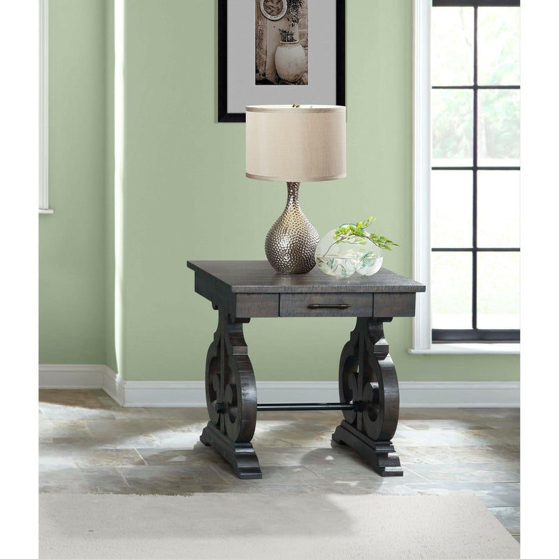 Stone - Chair Side Table With Pu Base - Dark Walnut - End Tables - Grand Furniture GA