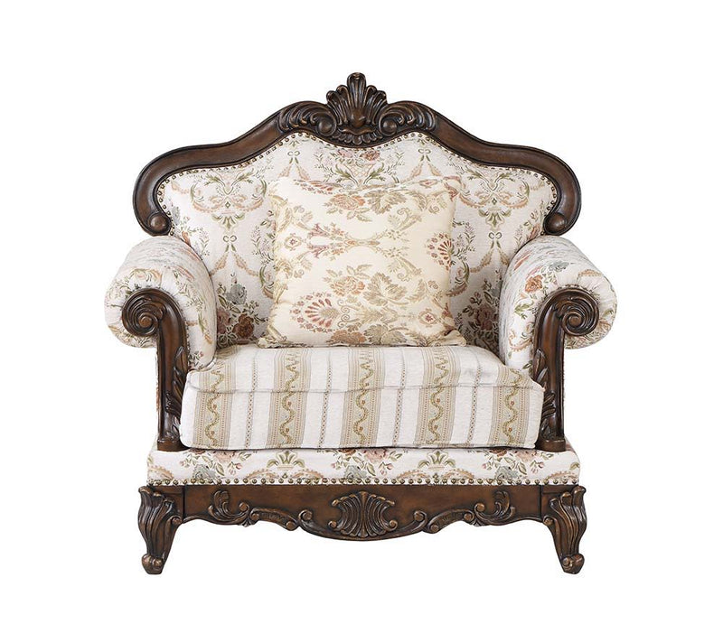 Nayla - Chair - Pattern Fabric & Walnut Finish - Grand Furniture GA