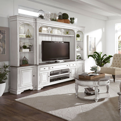 Magnolia Manor - Entertainment Center With Piers - White.