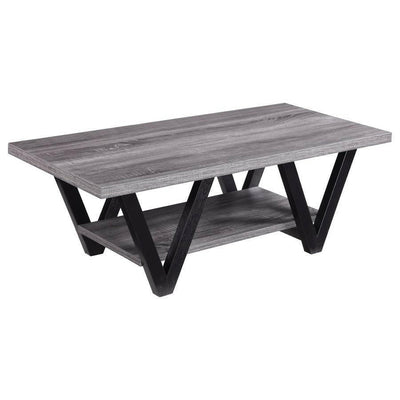 Stevens - V-Shaped Coffee Table - Black and Antique Grey.