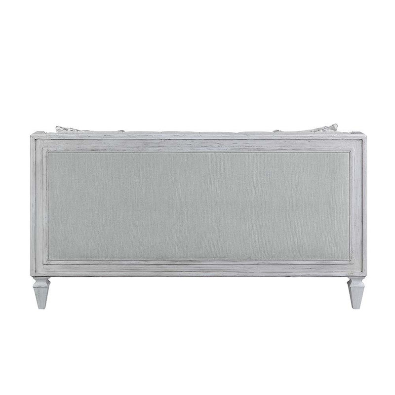 Katia - Loveseat - Light Gray Linen & Weathered White Finish - Grand Furniture GA