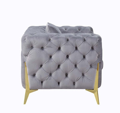 Jelanea - Sofa - Gray Velvet & Gold Finish - Grand Furniture GA