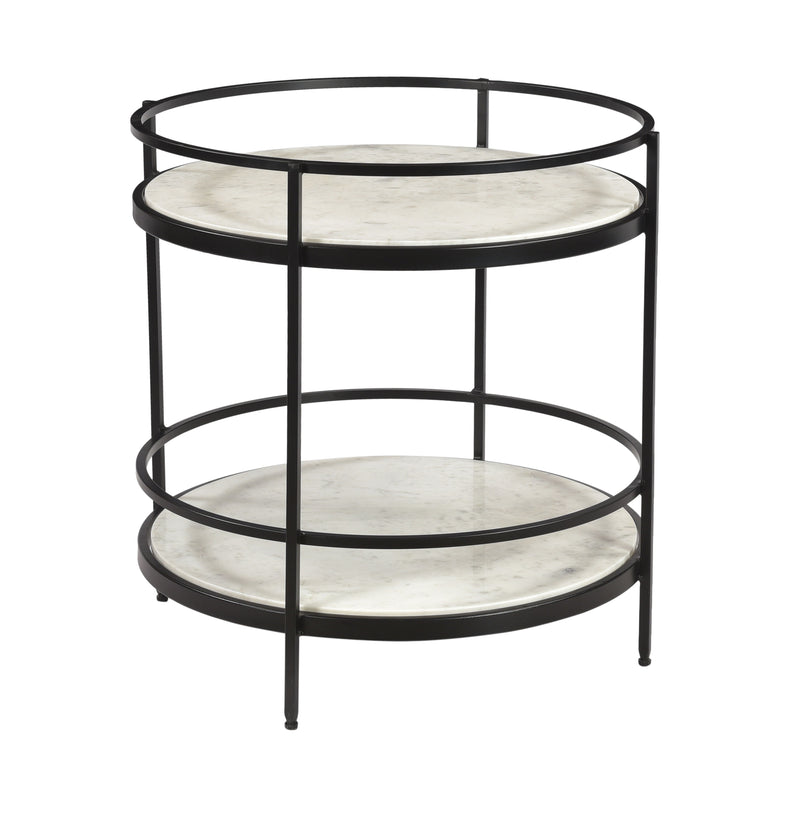 Olive - Round Accent Table - Maddie White / Black