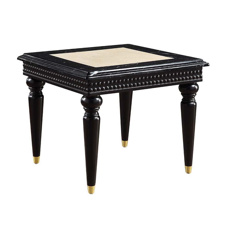 Tayden - End Table - Marble Top & Black Finish.