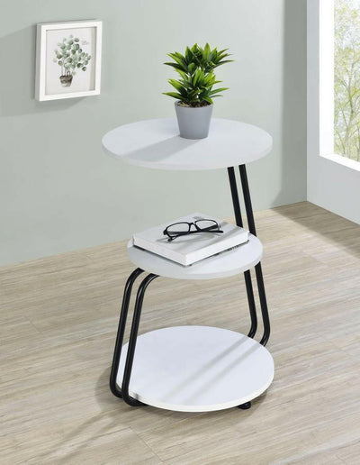 Hilly - 3-Tier Round Side Table - White and Black.