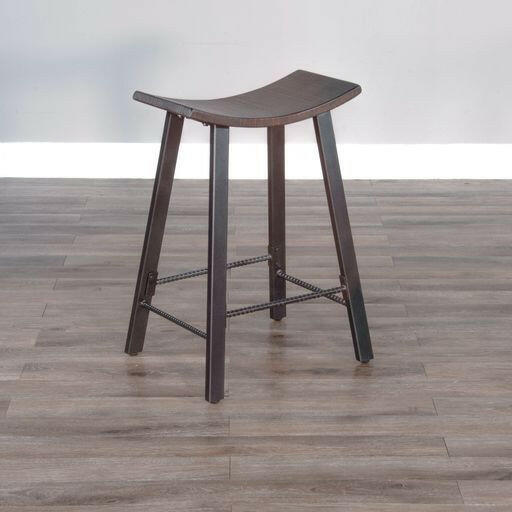 Homestead - 24" Stool With Wood Seat - Dark Brown.