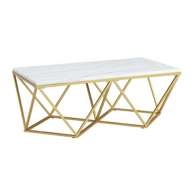 Riko - Rectangular Coffee Table With Metal Leg - Gold - Coffee Tables - Grand Furniture GA