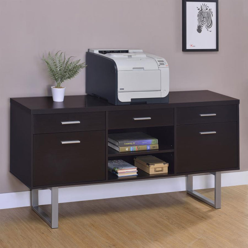 Lawtey - 5-Drawer Credenza With Adjustable Shelf - Cappuccino