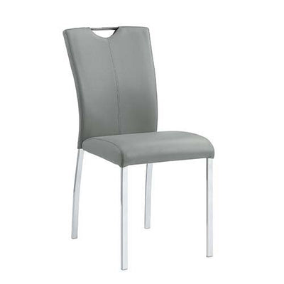 Pagan - Side Chair (Set of 2) - Gray PU & Chrome Finish - Grand Furniture GA