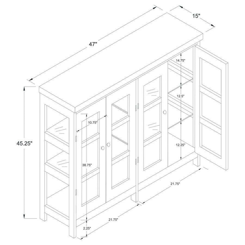 Sable - 4-Door Display Accent Cabinet - White - Accent Cabinets - Grand Furniture GA