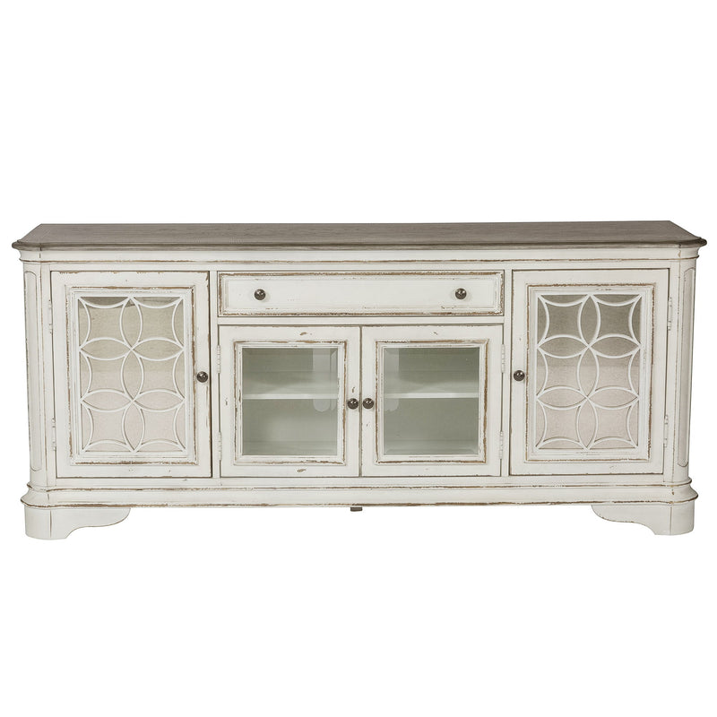 Magnolia Manor - Entertainment TV Stand - White - Glass Doors