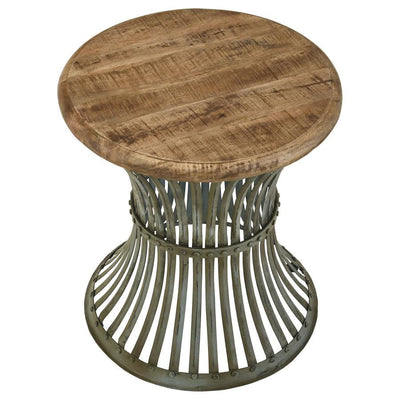 Matyas - Round Wire Frame Accent Side Table - Blue Distressed