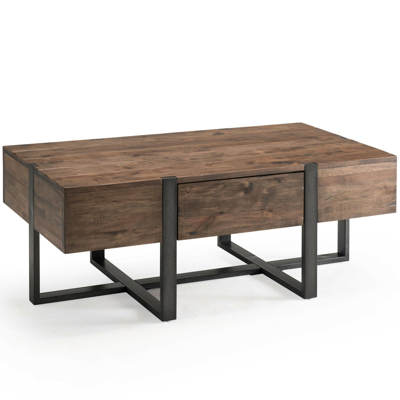 Prescott - Modern Reclaimed Wood Condo Rectangular Cocktail Table - Rustic Honey.