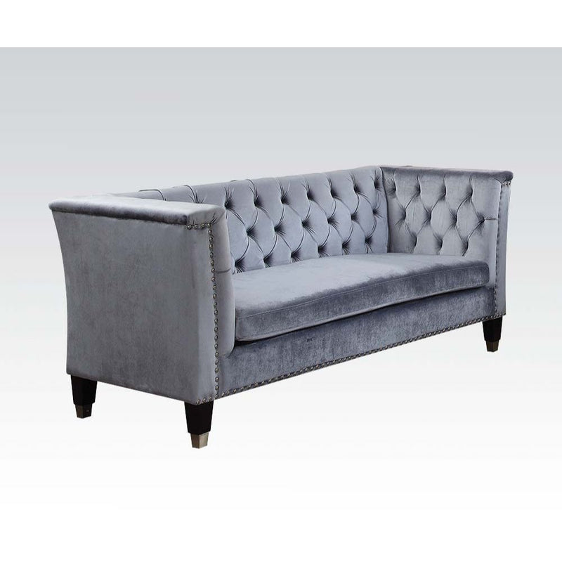 Honor - Loveseat - Blue-Gray Velvet - Grand Furniture GA