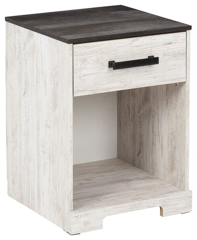 Shawburn - White / Black / Gray - One Drawer Night Stand - Open Cubby.
