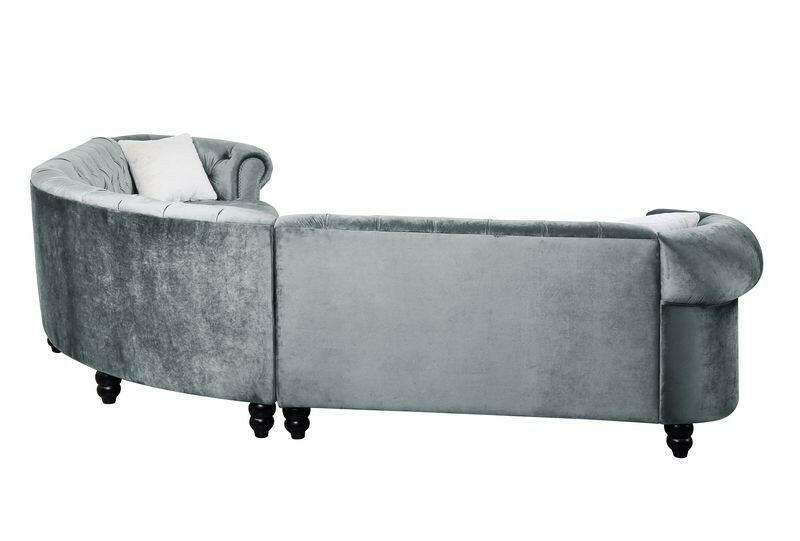 Qulan - Sectional Sofa - Light Blue Velvet - Grand Furniture GA