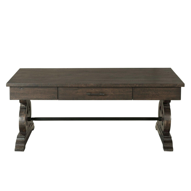 Stone - Coffee Table With Pu Base - Dark Walnut - Coffee Tables - Grand Furniture GA