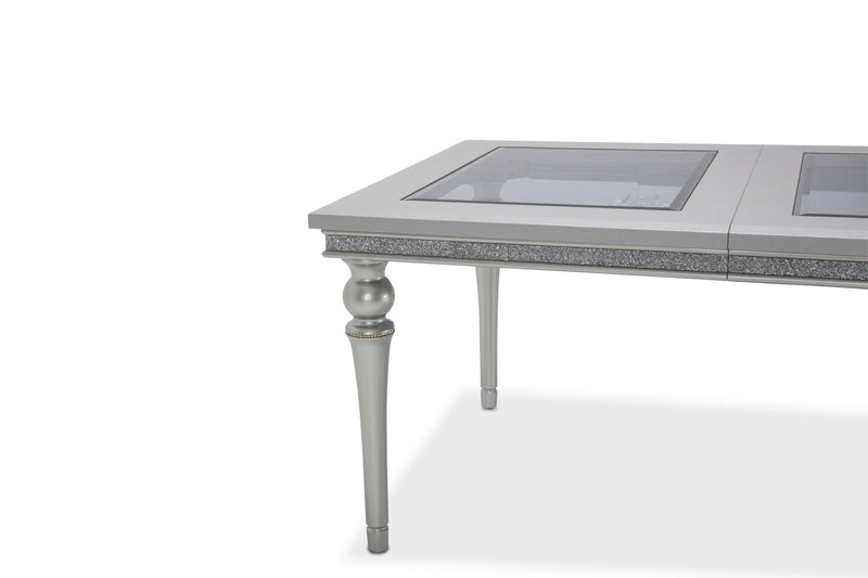 Melrose Plaza - Upholstered Dining Table with Glass Insert - Dove